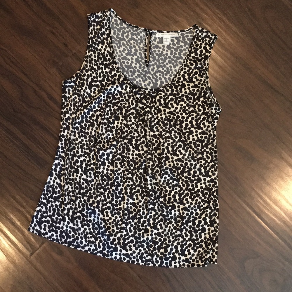 Sleeveless silk shell with dot print.